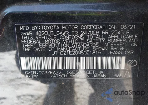 2021 Lexus Is 350 F Sport z USA, uszkodzony, nr VIN JTHGZ1E20M5021815